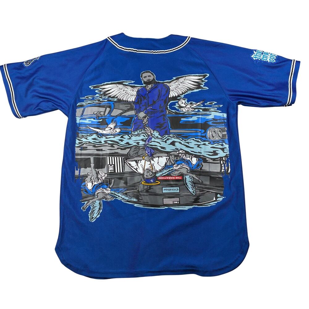 Brand X Nipsey Hussle Jersey Mens XL Blue The Marathon Continues Hip Hop NEW